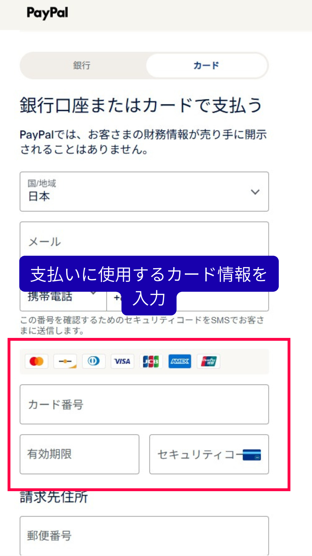 enter your payment information