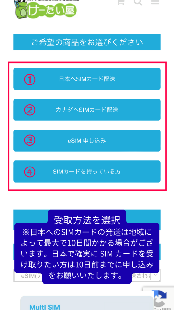 choose how to receive your sim